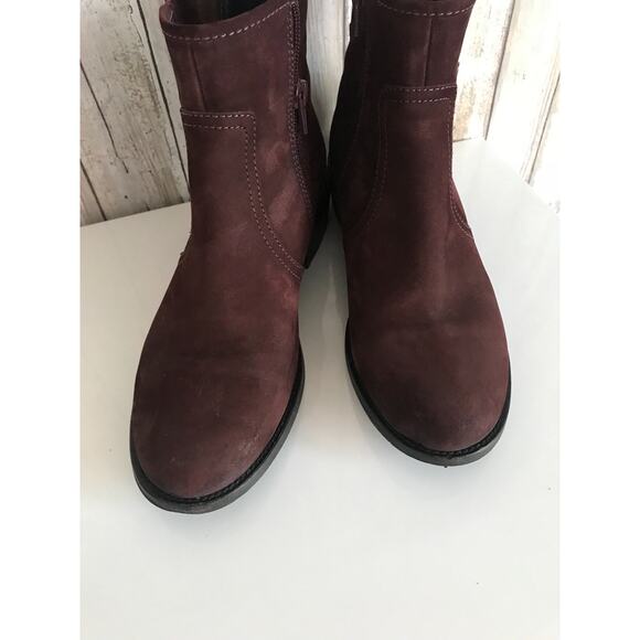 Steve Madden Chances Mixed Media Heels Suede Burgundy Ankle Boots Shoes 7 - Picture 3 of 9